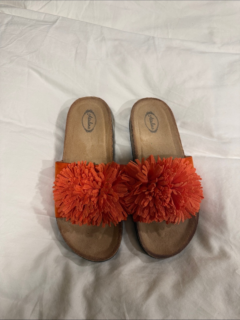 Women's Orange Flower Slide Sandals